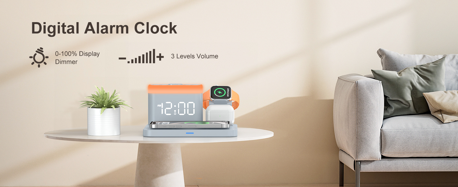 ANJANK Wireless Charging Staion with Alarm Clock