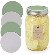 Elementi Mason Jar Fermentation Lids - Set of 4 Easy Grip Silicone Airlock Lids for Wide Mouth Ma...