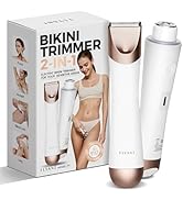 Bikini Trimmer for Women, 2 in 1 Electric Shaver for Women, Pubic Hair Trimmer Waterproof IPX7 wi...