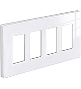 [1 Pack] BESTTEN 4 Gang Screwless Decorative Wall Plate, Mid-Size H4.88" x W8.58", USWP6 Gloss Sn...