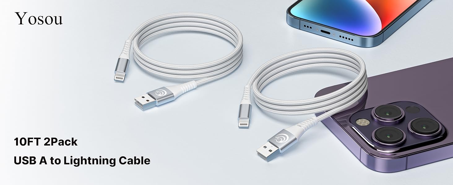 2Pack 10FT Long Lightning Cable