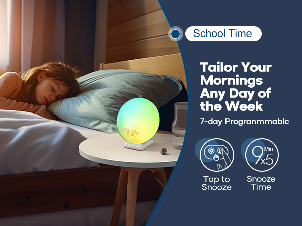 Sunrise alarm clock with wireless charging white noise sleep sound machine nursery night light