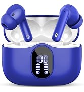 Wireless Earbuds, Bluetooth 5.4 Headphones Bass Stereo, Ear Buds with Noise Cancelling Mic, LED D...