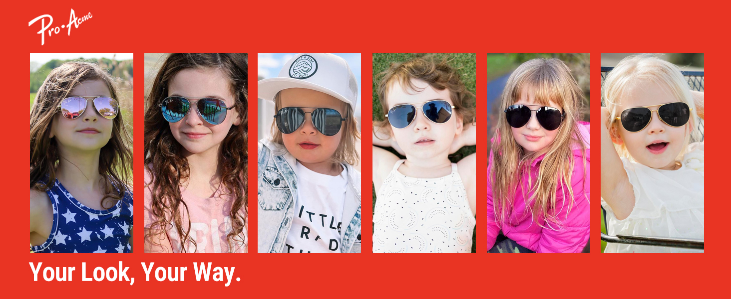 Pro Acme Kids Aviator Sunglasses for Boys Girls, Polarized Small Face for Youth