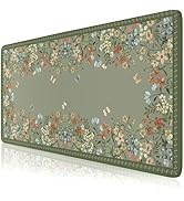 HAOCOO Floral Desk Mat, Green Desk Mat for Keyboard and Mouse, XL Mouse Pad with Non-Slip Rubber ...