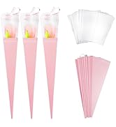 Single Roses Flower Gift Box 10 Pcs Cone Flower Bouquet Wrapping Paper Rose Packaging Bags for Va...