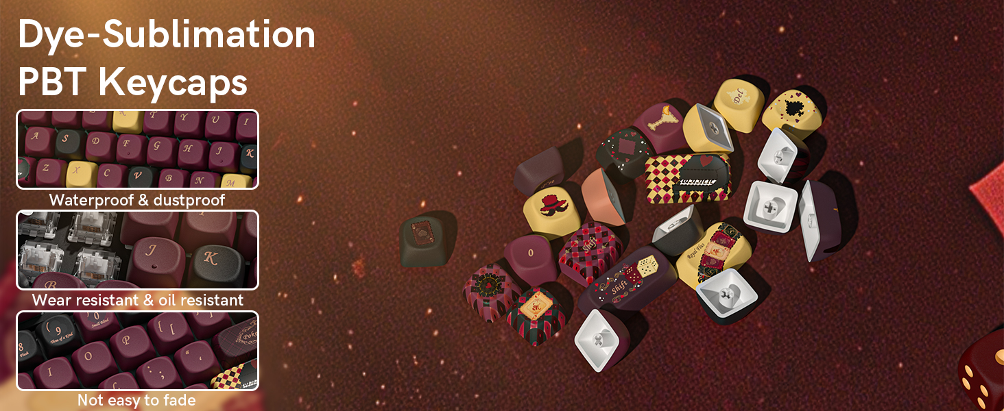 Dye-sublimation PBT mechanical keyboard keycaps, wear-resistant, oil-resistant, and fade-resistan