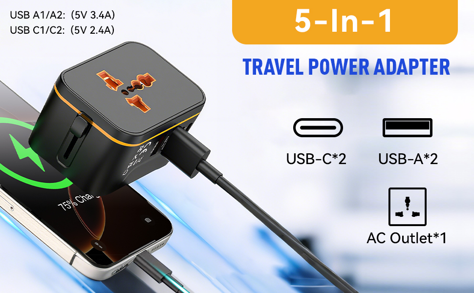 5 in 1 travel adapter