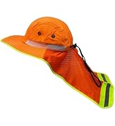 Men High Visibility Reflective Work Safety Sun Hat with Neck Flap Wide Brim Boonie UV Protection