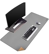 Vyaaa Cork &amp; Leather Desk Mat, 43.3â?? x 19.7â?� Dual Sided Leather Desk Pad, Waterproof Extra Large ...