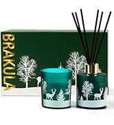 Christmas Reed Diffuser Set Candles, Fireside Juniper &amp; Balsam Scented,8 Diffuser Sticks with Chr...