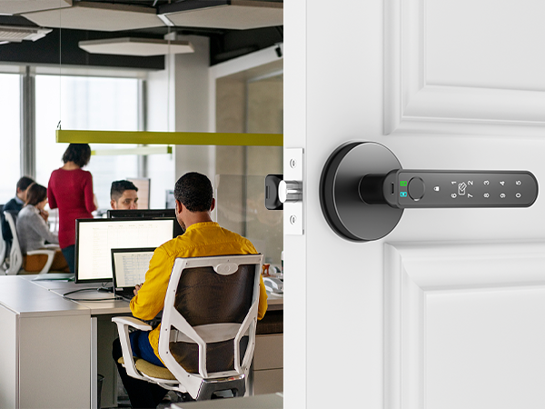finger touch door lock round black