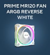 ASUS Prime MR120 ARGB Reverse Fan White Single Pack, 28mm Extra-Thick Frame, Quiet, high-Performa...
