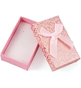 Craftdady 12Pcs Pink Heart Pattern Cardboard Jewelry Boxes Bowkont Rectangle Present Packing Boxe...