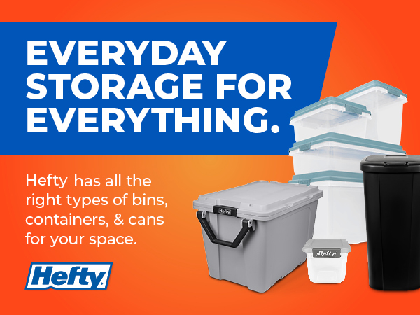 Hefty storage bins, containers, and trash cans for everyday organization