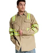 SRsafety Hi Vis FR Shirts for Men,7.0oz Long Sleeve FR Work Shirts,100% Cotton High Visibility Fi...