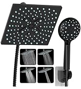 Veken High Pressure Rain Shower Head with Handheld, Multi-Functions Square Rainfall Shower Heads ...