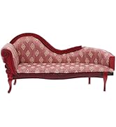 Angoily Miniature Chaise Lounge Scale Vintage Floral Sofa Elegant Dollhouse Furniture Accessory f...