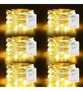 6 Pack Fairy Lights Battery Operated16.4Ft 50 LEDs Silver Copper Wire Twinkle Lights with 2 Light...