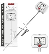 BOMATA 8" Long Probe Candy Thermometer with Pot Clip, Rotating Display, High Accuracy Instant Rea...