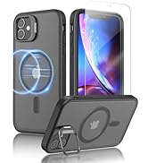 TUNKARMOR Case for iPhone 11 / XR Phone Cover: Window Kickstand & Built-in Magnetic with 2 Pcs Sc...