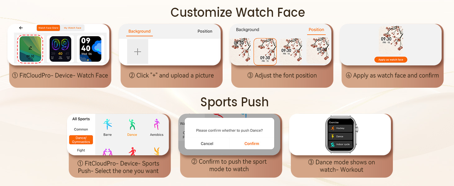 Setup: Customize Watch Faces and Push Sports on Smart Watch and the App