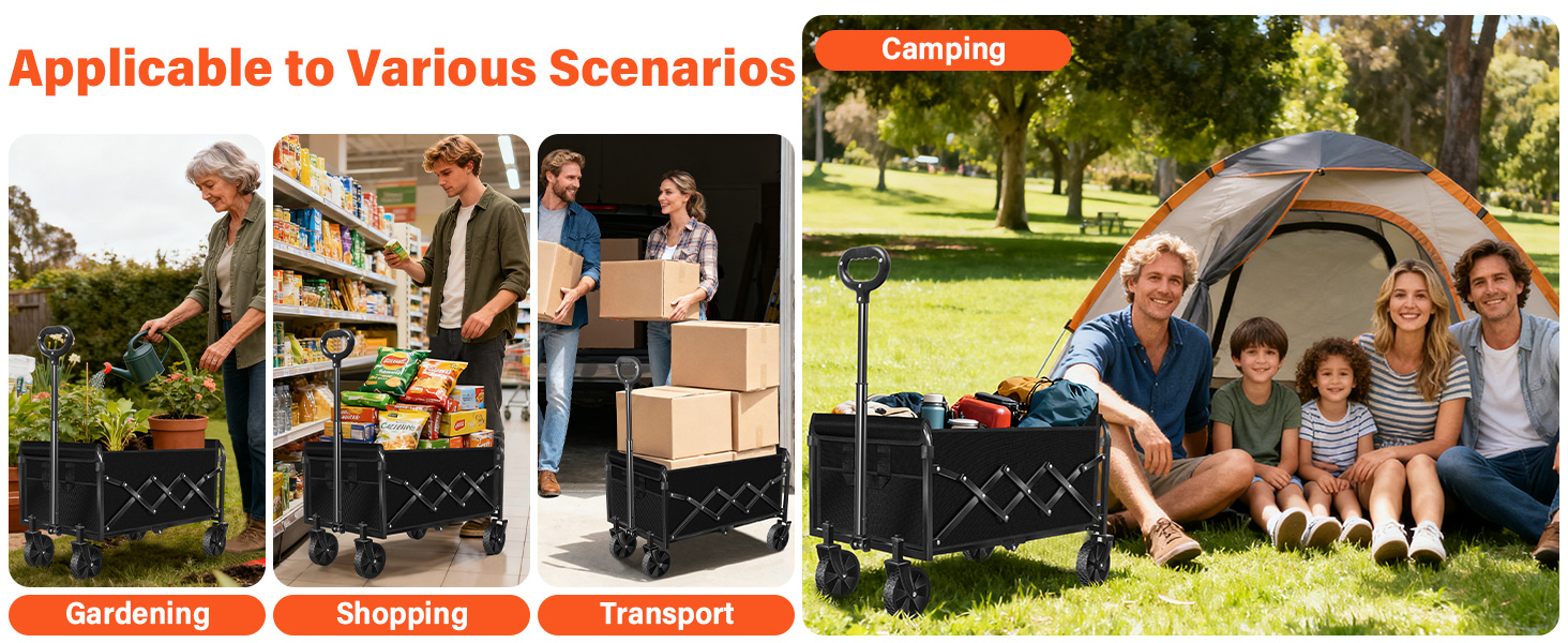 Utility Carts for Groceries, Shopping, Camping, Sports, Garden,Beach