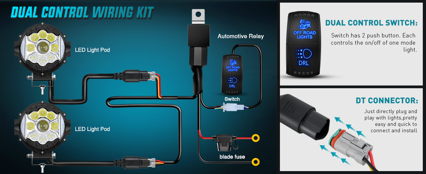 High Quality Dual Control Switch DT Connectors Wiring Harness Kit