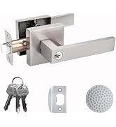 DSJJBLL Door Handle Heavy Duty, Keyed Alike Entry Door Lever, Door Knobs with Lock and Key, Squar...