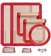 Sopito 5PCS Non Stick Platinum Silicone Baking Mat for Half Sheet &amp; Quarter Baking Sheet and 9'' ...