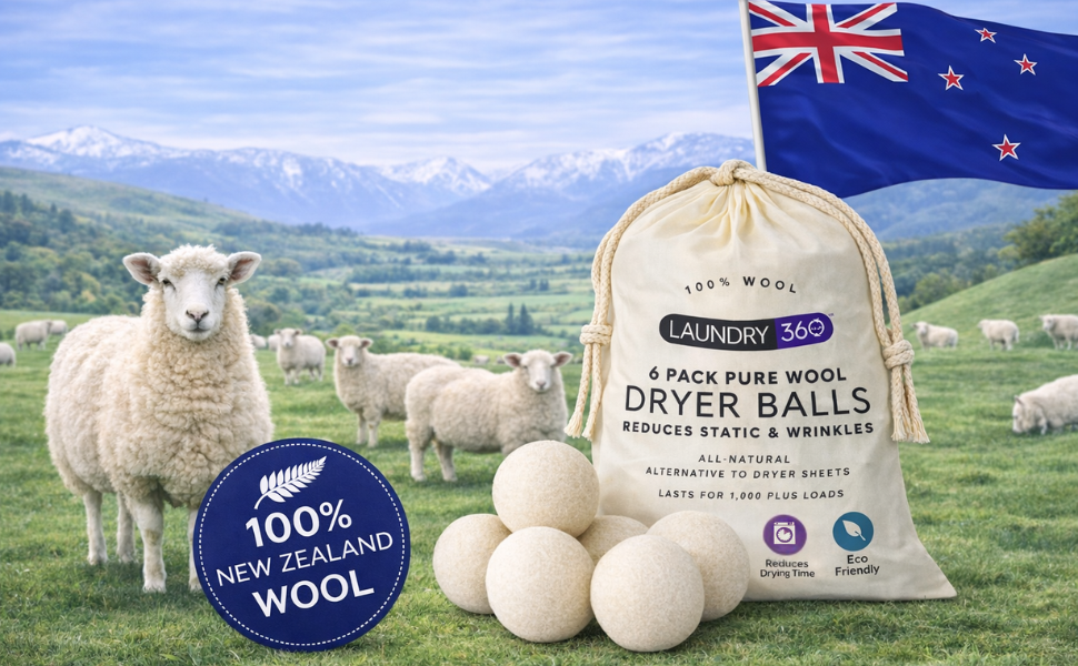Laundry 360 Wool Dryer Balls 6-Pack Set