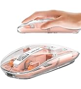 Wireless Mouse Pink Slim Bluetooth Tri-Mode Transparent Clear LED Light Cool Ultralight Cordless ...
