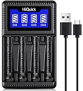 HiQuick 4 Bay AA AAA Battery Charger, USB Input Fast Charging and Independent Charging Slot with ...