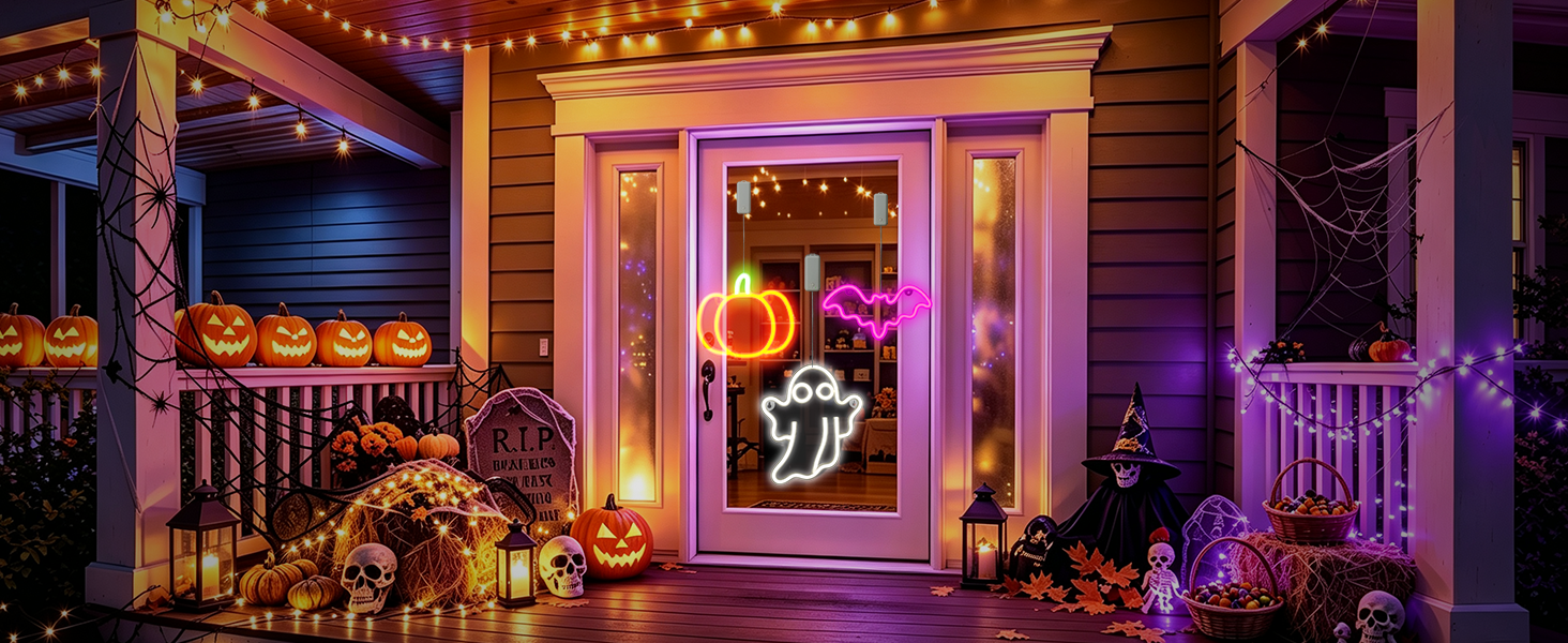 Halloween Window Decor Neon Lights