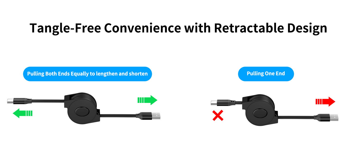 Retractable USB-A to USB C Carplay Cable