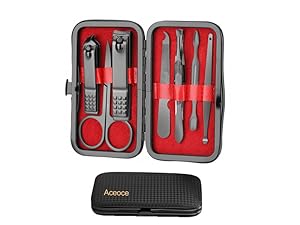 Travel Manicure Set Men Black and Red