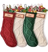 Tingtio Christmas Stockings Set of 4, Personalized Stocking Set with Name Plates, Custom Stocking...