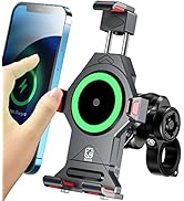 BRCOVAN Aluminum Alloy Motorcycle Phone Mount with Qi 15W Wireless Charger & Vibration Dampener, ...
