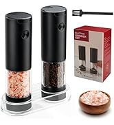 Electric Salt and Pepper Grinder Set - Battery Operated Spice Mills with Adjustable Coarseness, L...
