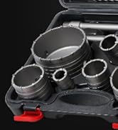 TGFTGF 13PCS Concrete Hole Saw Kit, 30/40/50/65/80/100/110mm Tungsten Carbide Masonry Hole Saw Ki...