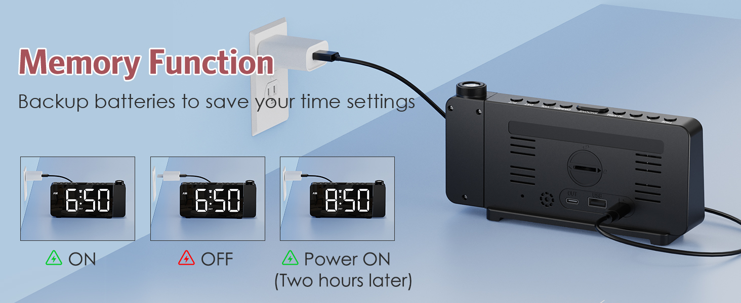 Projection Alarm Clock for Bedroom, Digital Alarm Clock