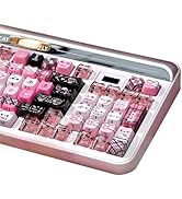 TYRIXKI 26 Keys Crystal Jelly Personalized Keycaps, PC Material Cute Black Pink Cat Transparent C...