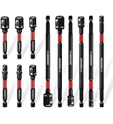 Geinxurn 12Pcs Impact Square Socket Adapter Set,1/4" 3/8" and 1/2" Drive,Adapt Your Power Drill t...