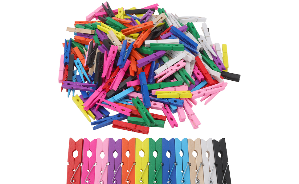 Colored Wooden Clothespins