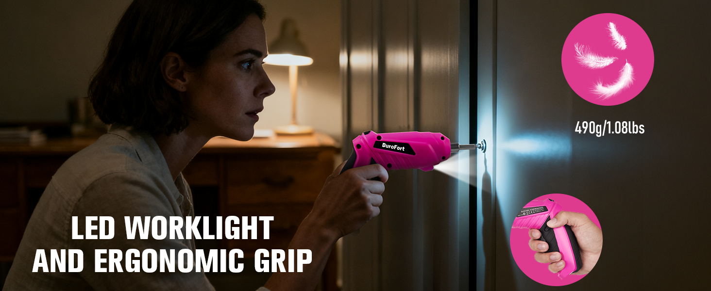 Pink Cordless Electric Screwdriver Set