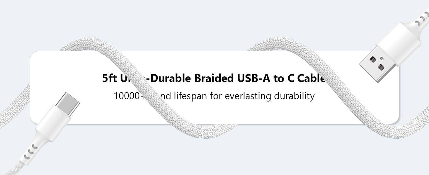 USB A to C briad cable