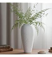 Large Ceramic Rustic Vase by DecoVlog, 12.6'' Ceramic Flower Vase Home Decor, White Minimalist De...