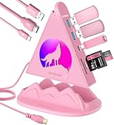 Wolf USB C Hub, Pink 8-in-1 USBC Multiport Adapter Hub with 4K@30Hz HDMI, 100W Power Delivery, 5G...