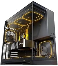 Geometric Future Model 3 Panoramic Tempered Glass Dual Chamber Micro-ATX Tower PC Case, 5 Pre-Instal...