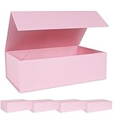LFBOX Pink Gift Box with Magnetic Lids 13.8x8.3x4.4 in, Large Bridesmaid Groomsman Proposal Boxes...
